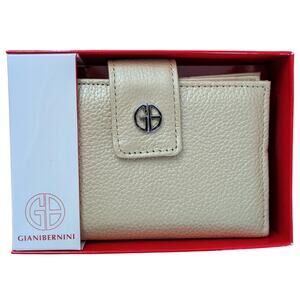 Giani Bernini Softy Core Leather Wallet Gold Shimmer Kiss Lock Organizer NEW